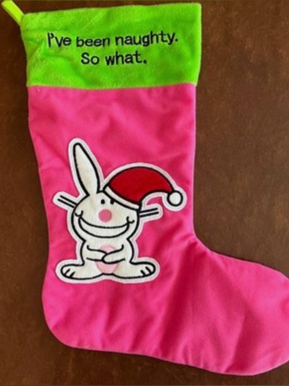 Happy Bunny Christmas Stocking I’ve been naughty! Christmas Stocking RARE 22 in